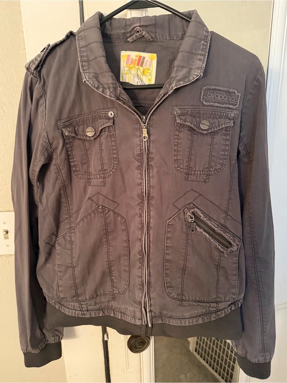 Billabong Gray Utility Bomber Jacket ASO Bella Swan in Twilight - New Moon